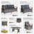 Meissalivve 8 Pieces Patio Furniture Sets, Pe Wicker Outdoor Conversation Sets With 2 Wood Armrests Swivel Rocker Chairs, 2 Ottomans, 2 Sofa And Dining Table (Grey)-1452485429-1464832607