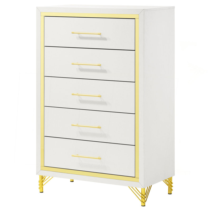Commode blanche 5 tiroirs Chesney