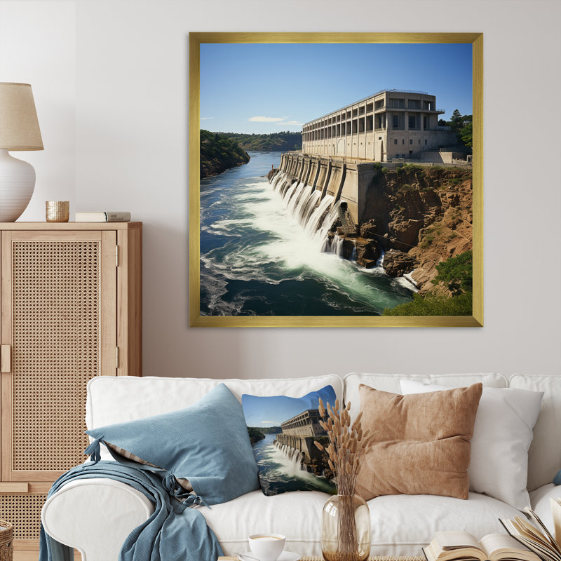 Garrison Dam North Dakota I - reproduction sur toile, H 24 po x l 24 po x P 1 po, Cadre doré à une seule photo