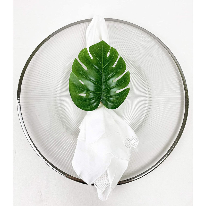 Ensemble de 4 rondelles de serviettes Green Green Monstera Leaf