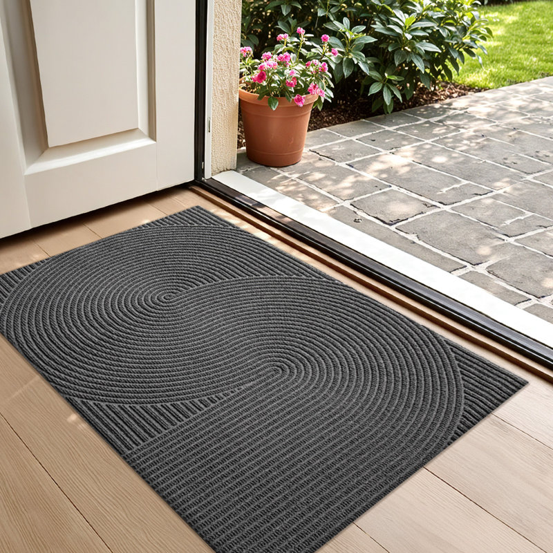 Non-Slip Low Profile Door Mat, 17" W x 30" L, Dark Gray