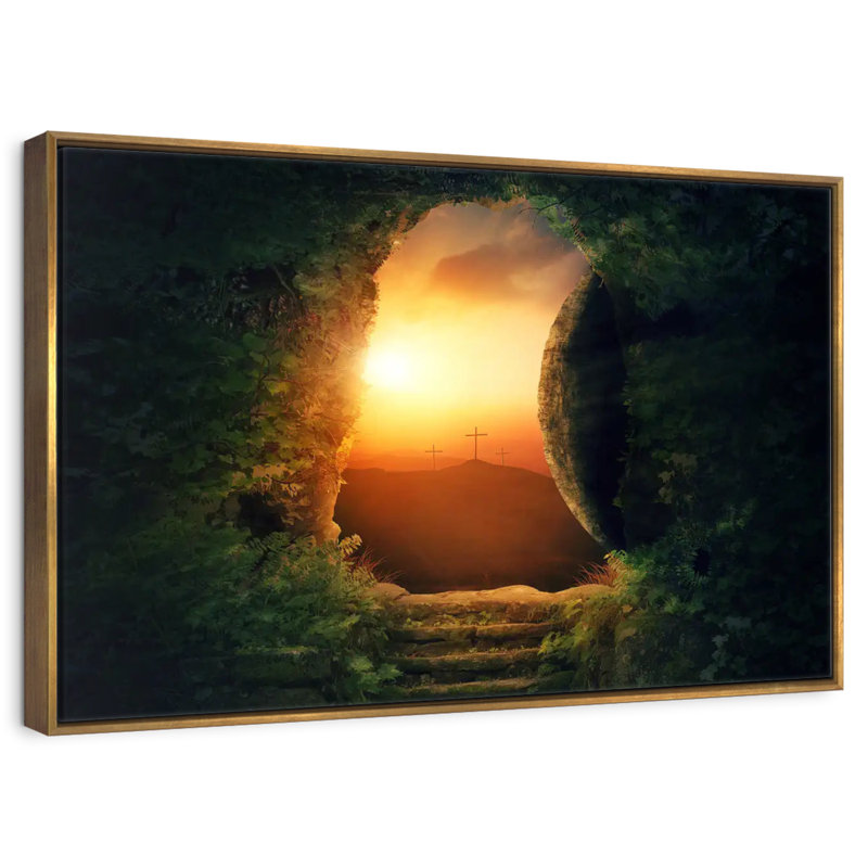 Tombe du Christ, 13 po x 9 po, Cadre flottant doré