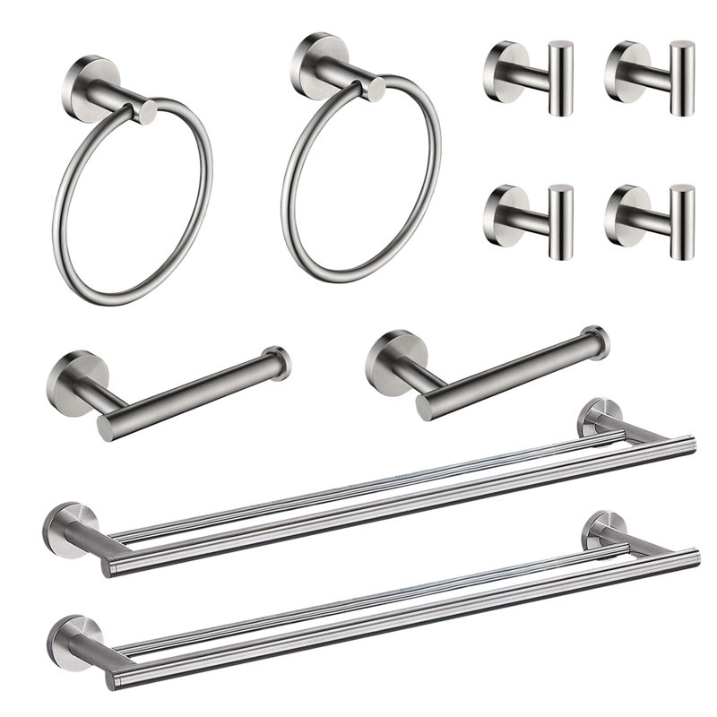 10 Pieces Bathroom Hardware Set Wall Mounted,stainless Steel, Brushed Nickel