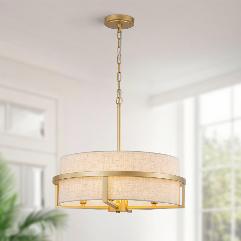 Bazilijus 4 - Light Dimmable Drum Chandelier, Gold