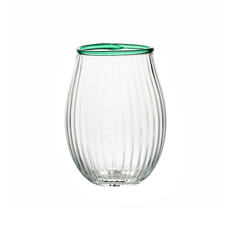 Nell Stemless Wine Glass, Clear/Watercress