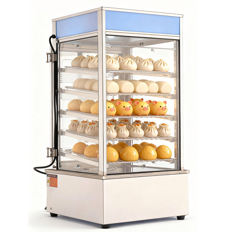 5-Tier Commercial Food Warmer Display, 1200W Food Display Warmer with LED Light, Adjustable Shelf & Stainless Steel Frame, 86?~230? Steam Heating, 120L for Hamburger, Pizza, Bread, Fried Chicken