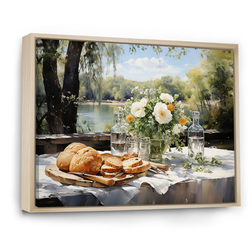 Pique-nique au bord du lac III, Cadre naturel flottant, H 34 po x l 44 po x P 1,5 po