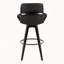 Tabourets de bar pivotants à hauteur fixe, structure en bois noir avec siège en similicuir noir, repose-pieds rond en métal, ensemble de 2, îlot de cuisine et tabouret de bar-300546850