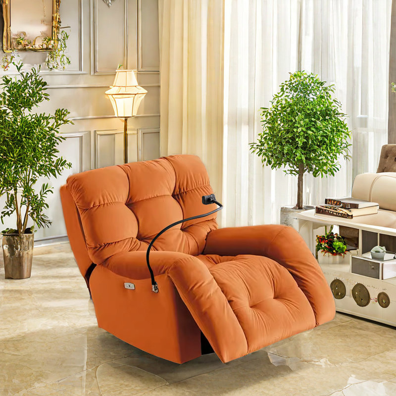 Fauteuil inclinable pivotant en similicuir, Orange
