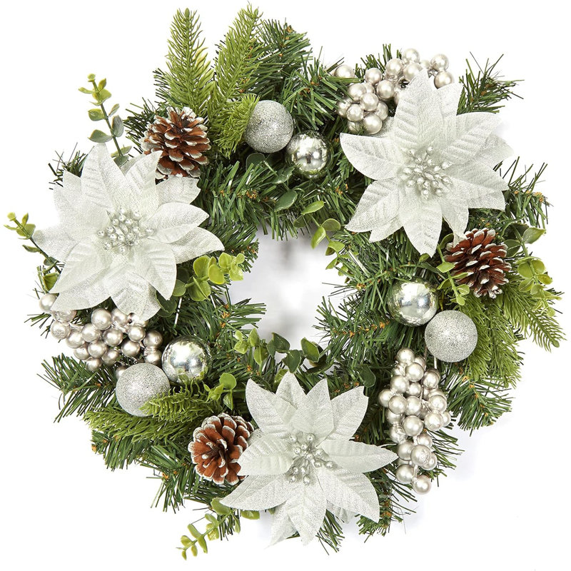 Faux 40.64cm Wreath, Silver