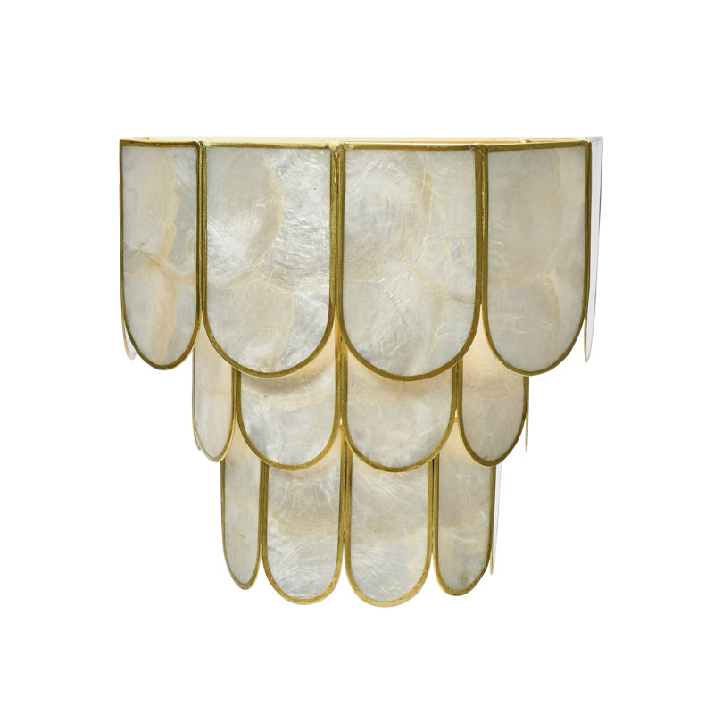 Abbington Gatsby 4-Tier Capiz and Metal Wall Sconce, Gold/Gray