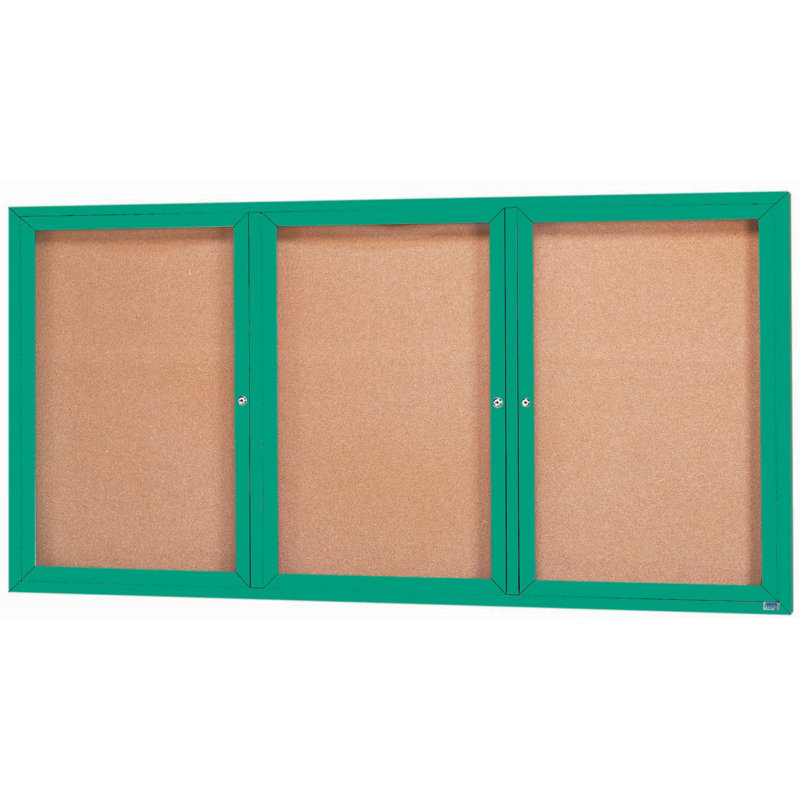 Panneau d'affichage mural fermé avec éclairage DEL, Vert, Trois, H 48 po x l 96 po