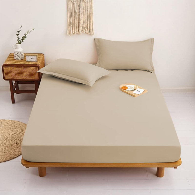 Aspire Homeware Ultra Soft 40cm Deep Fitted Sheet for Extra Deep Mattress and Cozy Sleep, Super King (6'), Beige