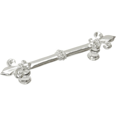 Charlemagne 4 inches c.c. pull with large Fleur De Lysin Satin