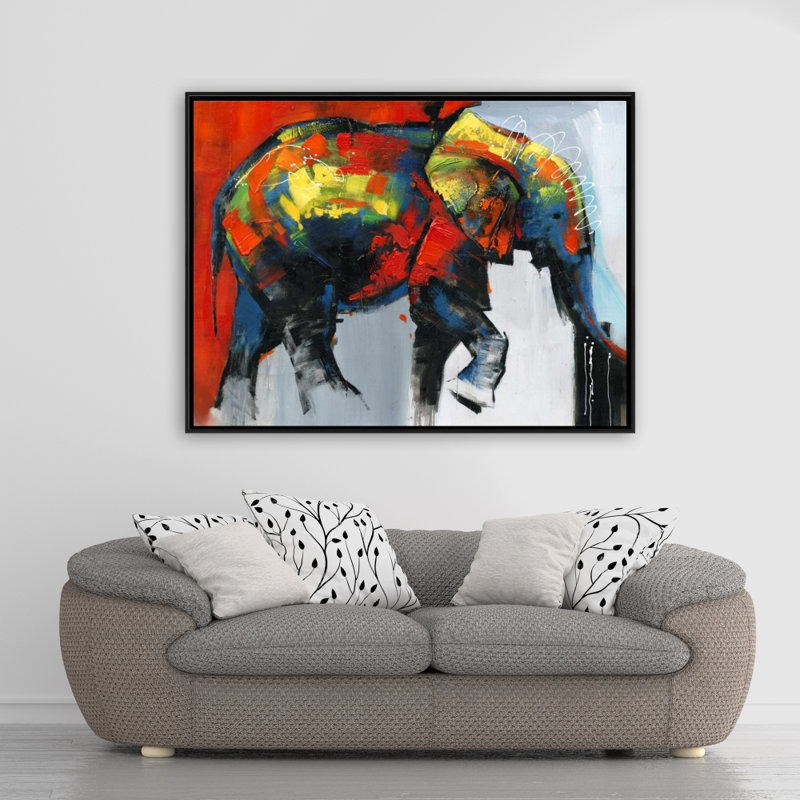 Toile de chambre bleu éléphant | Art mural abstrait coloré