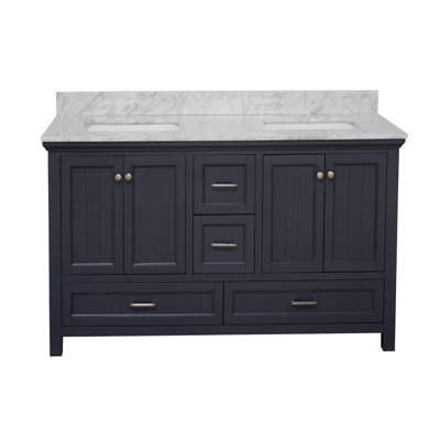 Maven 60'' Double Bathroom Vanity with Carrara Marble Top