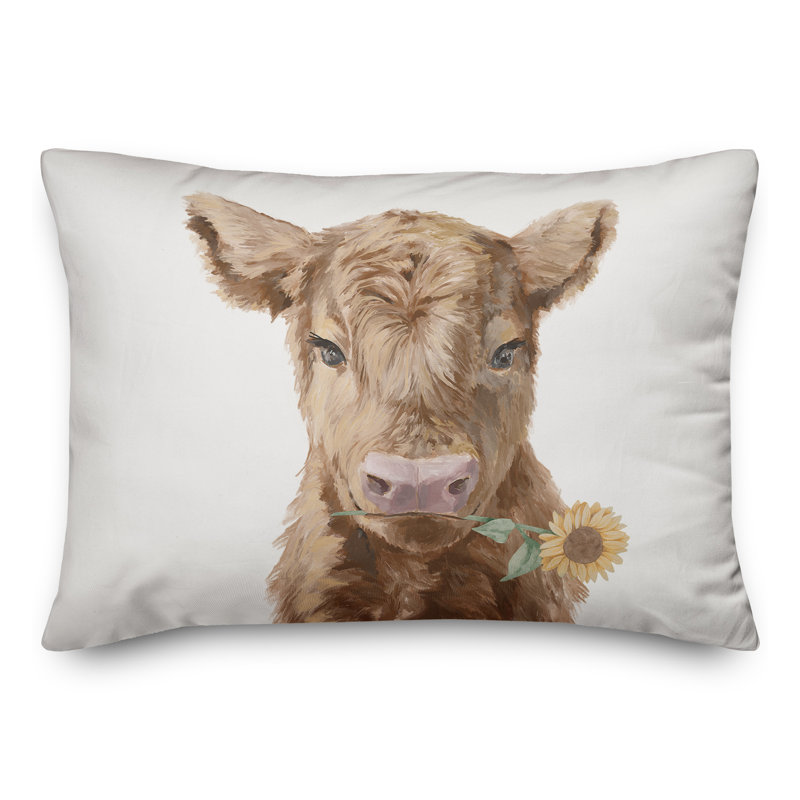Coussin intérieur / extérieur Baby Highland Cow, H 14 po x l 20 po, Rectangle
