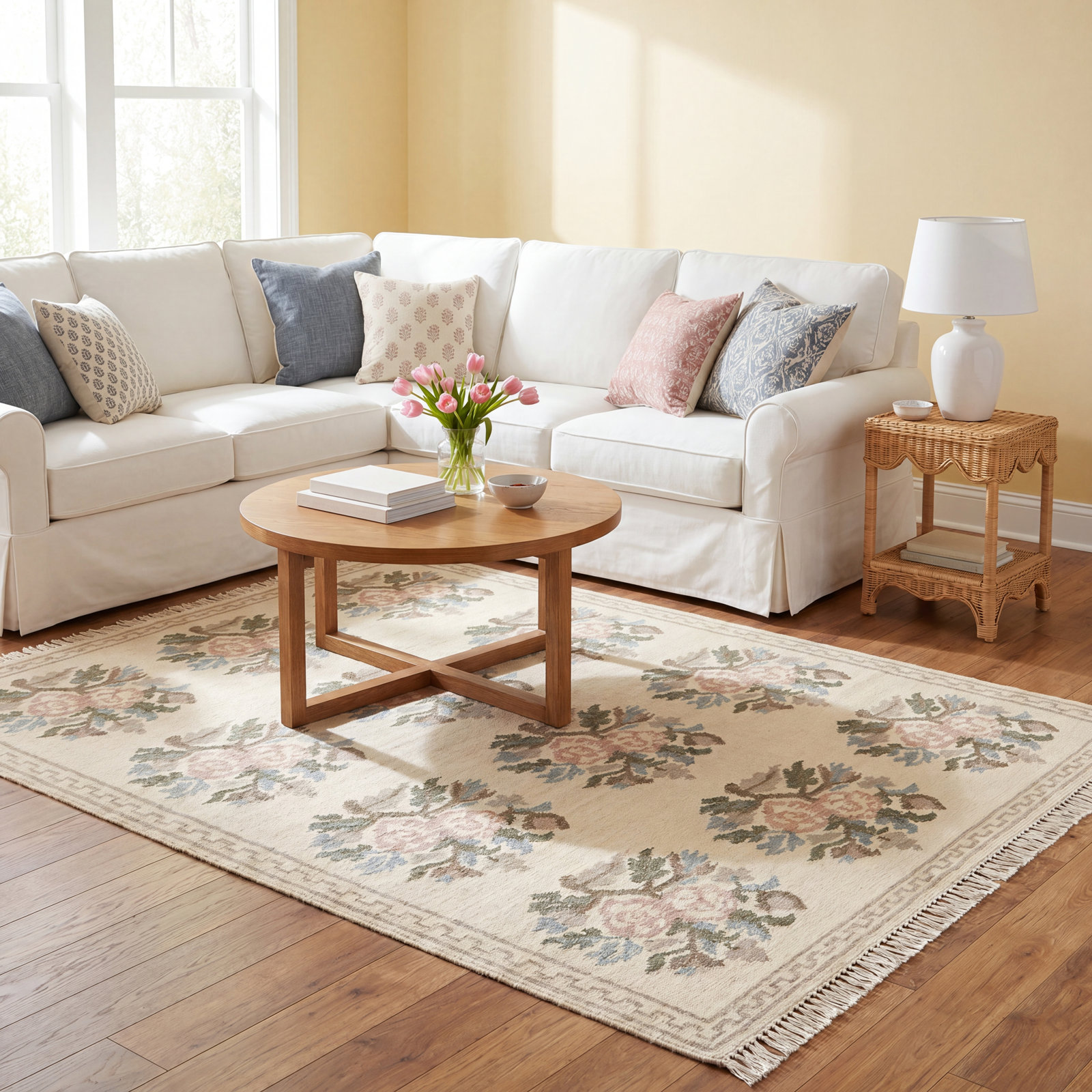 Florence Ivory Hand-Woven Floral Wool Rug, 8' X 10'