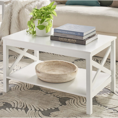 X-Frame Furniture Two-Tier Coffee Table with Shelf