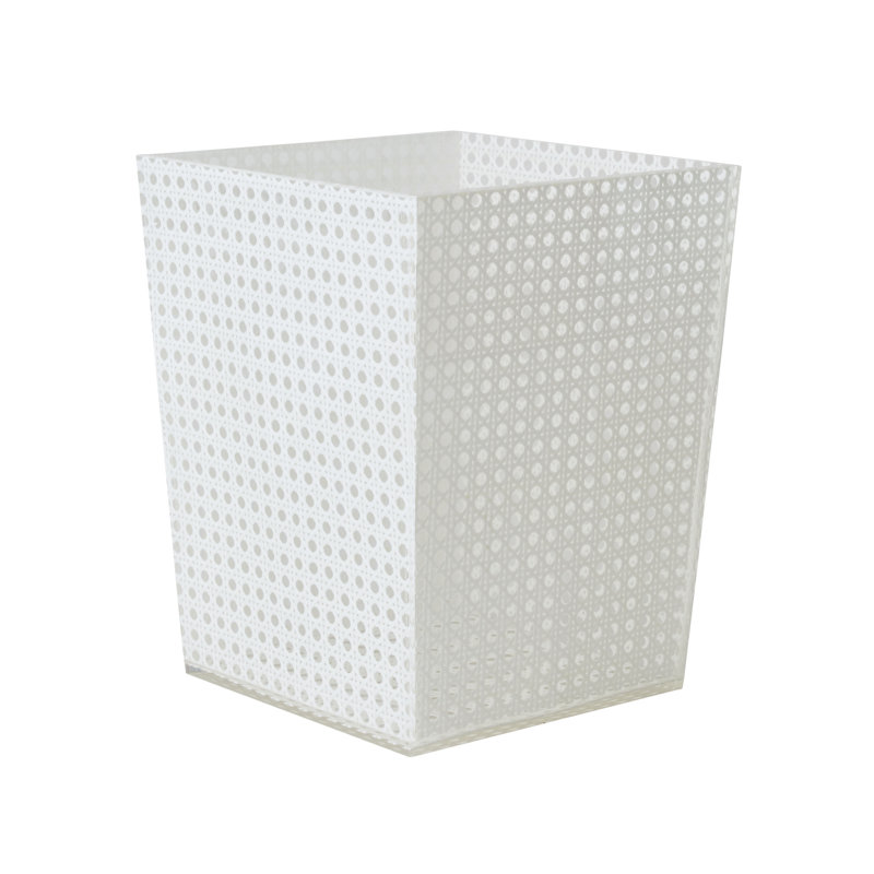 Reed Waste Basket, White