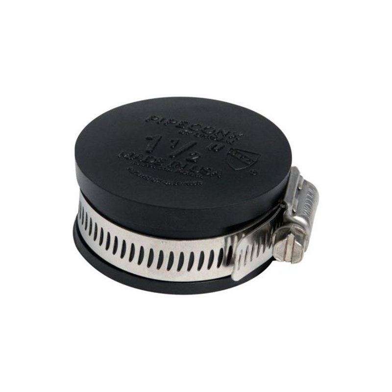 Avalon Rubber Jim Cap With Stainless Steel Hose Clamp 1-1/2"