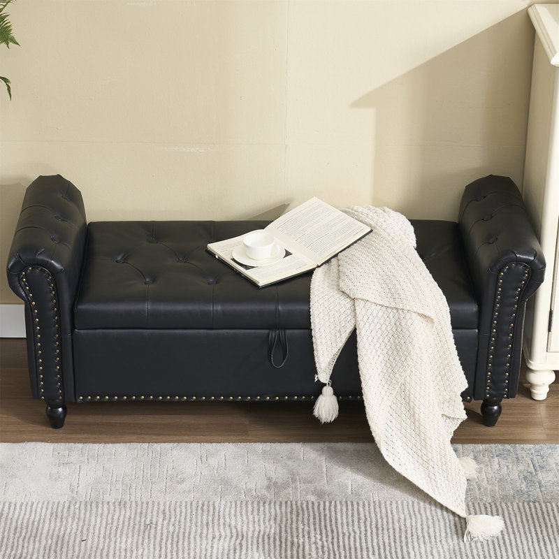Repose-pieds avec rangement Coolmore 55,25 pouces, Noir