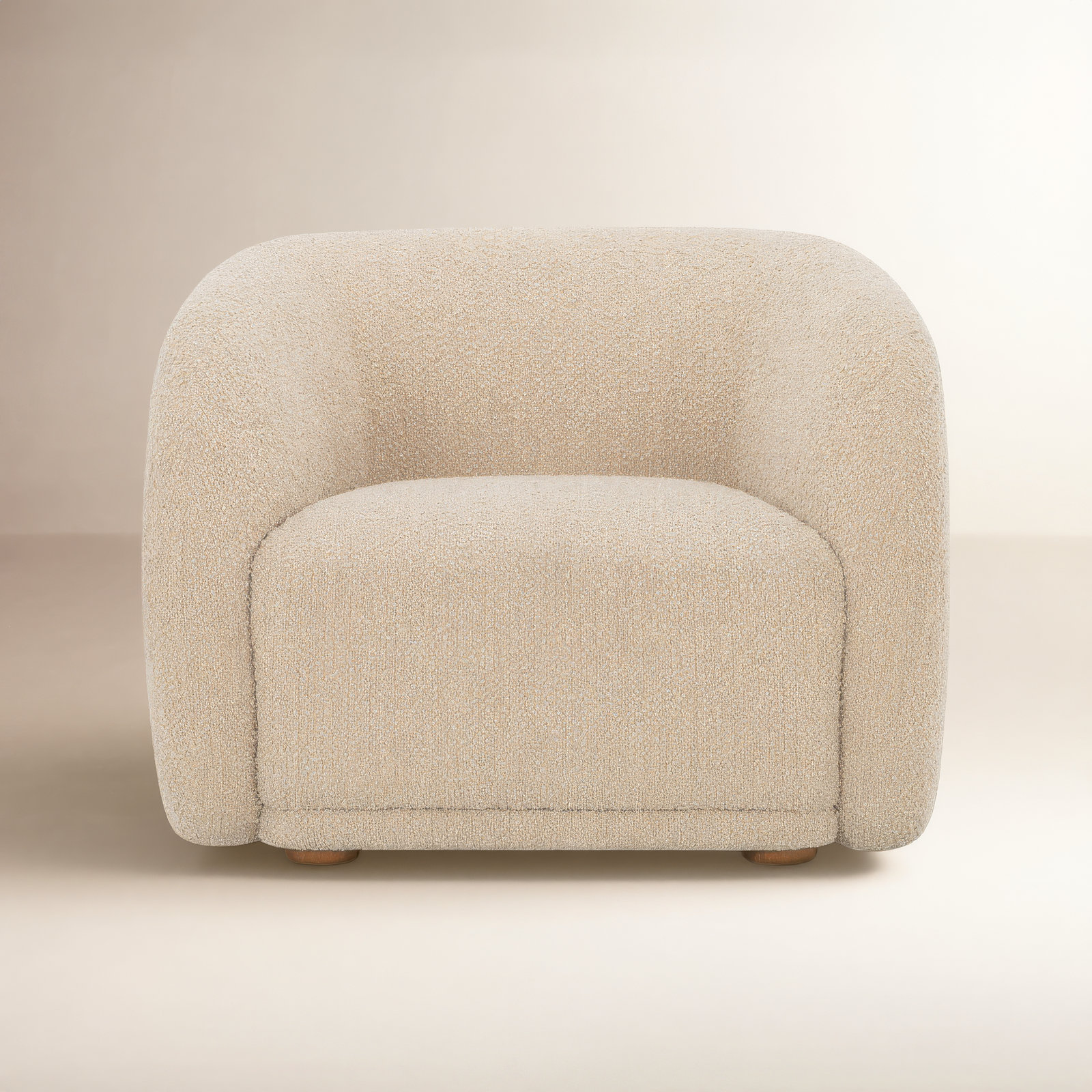 Penelope Barrel Armchair, Beige Boucle