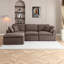 Canapé d'angle Cloud 111" pour salon, canapé en L sans structure avec pouf, canapé d'angle modulaire 3 places, brun