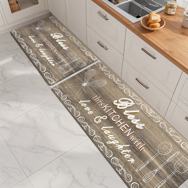 Tapis de cuisine antidérapant et antidérapant (ensemble de 2), Brun, Tapis de couloir 20 po x 31,5 po + 20 po x 59 po
