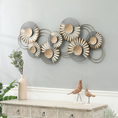 Décoration murale l 47,1 po gris et or délavé