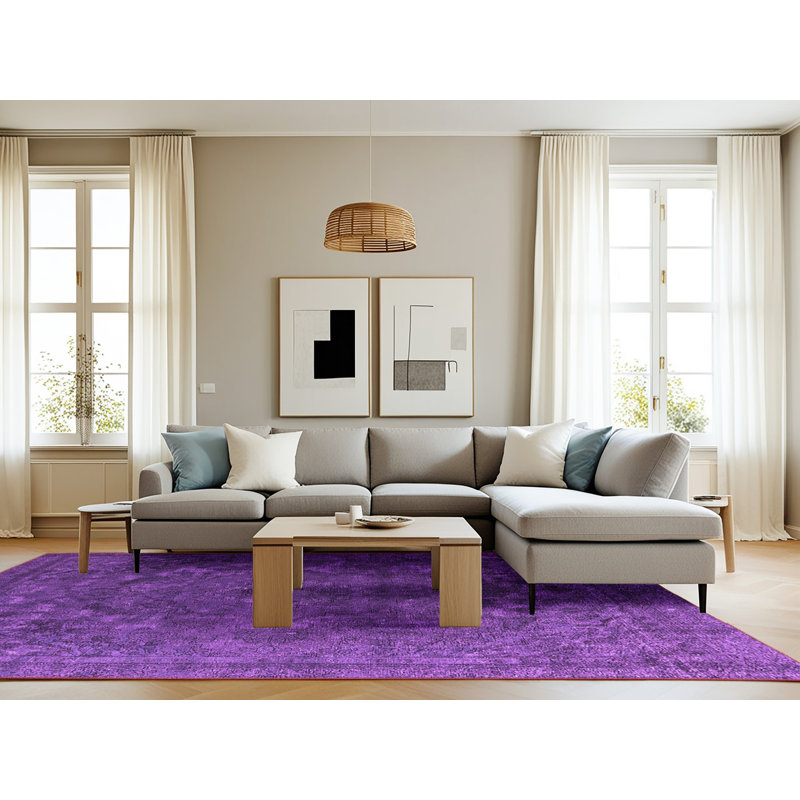 Tapis mauve Mid-Century 1027, Rectangle 8 pi x 10 pi