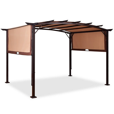 12' X 9' Outdoor Pergola Gazebo with Retractable Canopy Shades