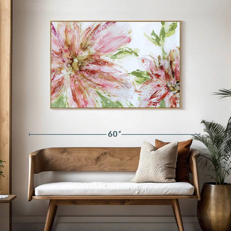 Panache floral, Cadre flottant en bois naturel, 46 po x 31 po