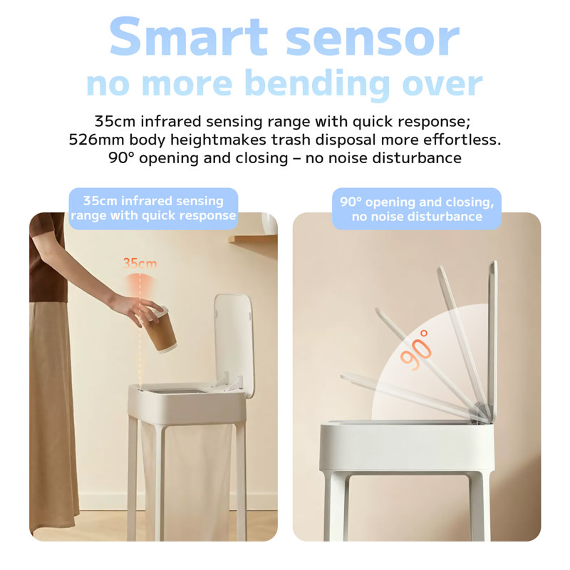 7.9 Gallons Smart Trash Can with Automatic Sealing, Touchless Motion Sensor Lid & Easy Bag Replacement