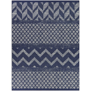 Addlee Blue Transitional Patio Indoor/Outdoor Area Rug
