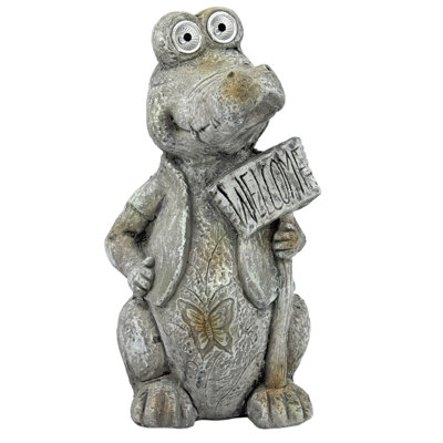 Crocodile Garden Statue w/ LED Solar Lights 19"