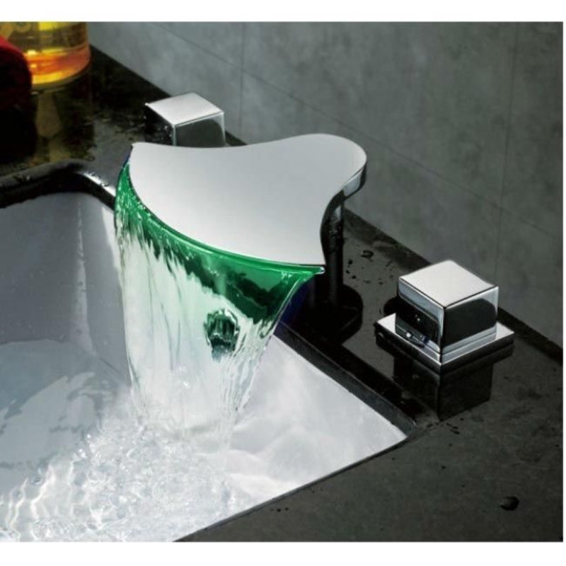 Juno Hot and Cold Water Mixer Bathroom Faucet with LED Color Changing Light, Chrome Finish