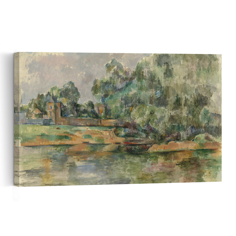 Bord de rivière, vers 1895. Estampe d'art mural contemporaine abstraite impressionniste représentant un paysage d'arbres.