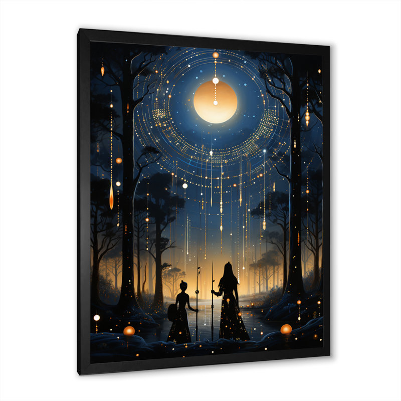  Native Art Blue Celestial Guardians IV, Cadre photo noir, H 20 po x l 12 po x P 1 po