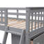 Lit superposé simple au-dessus d'un lit double en bois avec six tiroirs et tablettes flexibles, lit inférieur à roulettes, gris-734543021