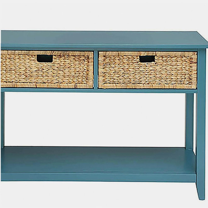 Teal Console Table with Bottom Shelf