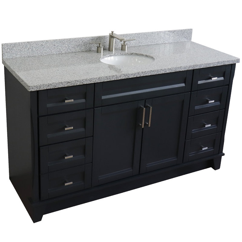 Constantin 61'' Single Bathroom Vanity with Top, Grey Granite