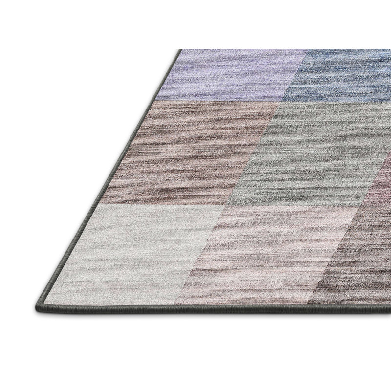 Tapis gris/rose/rouge contemporain, Rectangle 6 pi x 9 pi