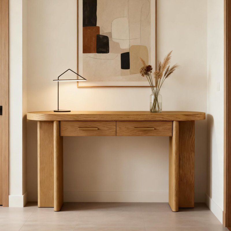 Console simple de style champêtre, H 29,5 po x l 63 po x P 13,8 po