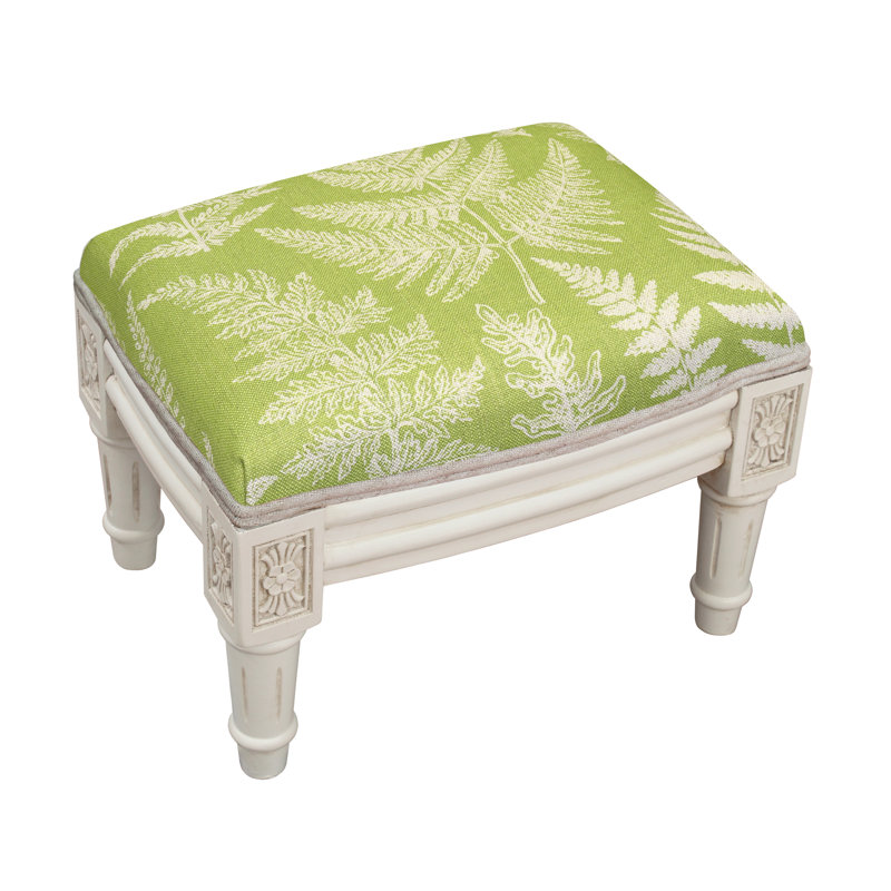 Devonte Upholstered Ottoman, White, Chartreuse
