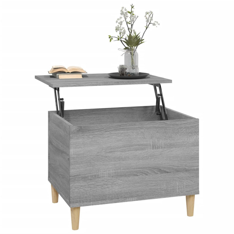 Kishaun Lift Top Four Leg Coffee Table with Storage, 45cm H x 60cm W x 44.5cm D, Grey Sonoma