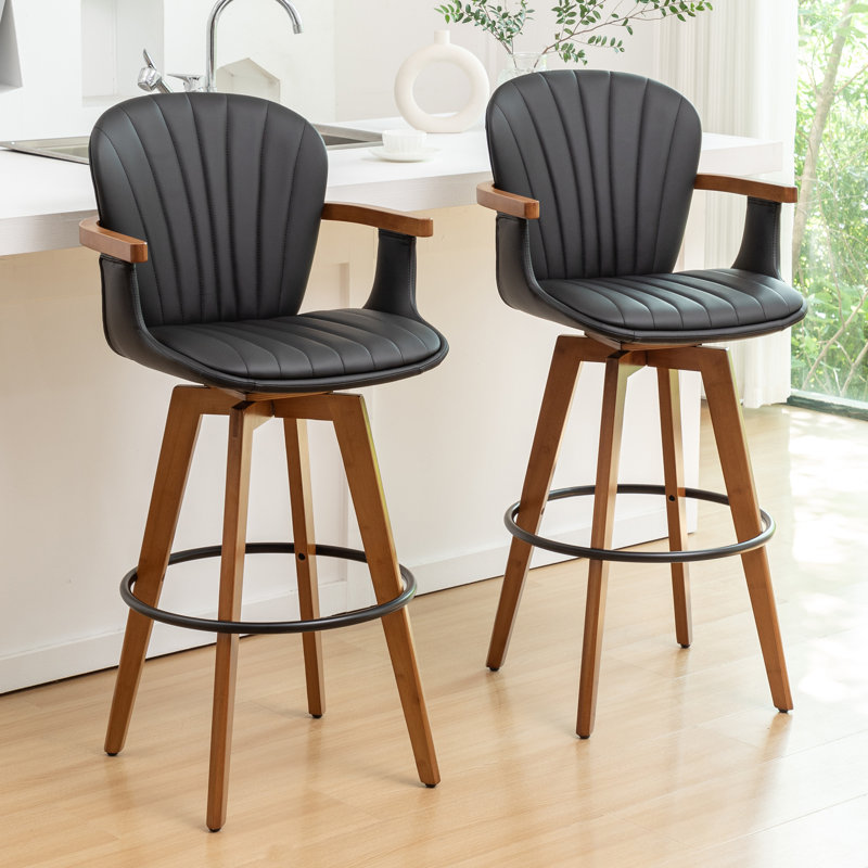 Kelsch Swivel Bar Stool, Black, Bar Stool (76.2cm Seat Height)