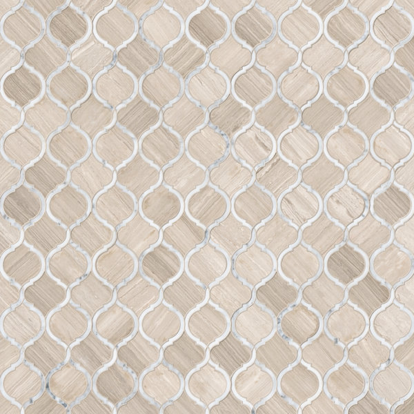 Tivoli Sand Lantern 11 in. x 13 in. Polished Marble Mosaic Floor and Wall Tile