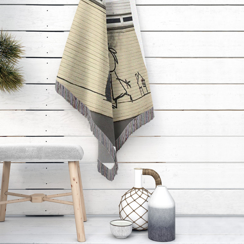 Banksy Graffiti Hand Woven Throw Blanket, 37" W x 52" L
