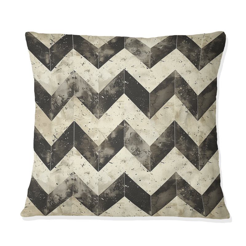 Beige Brown Chevron Pattern Dream II - Modern Throw Pillow, 16"H x 16"W